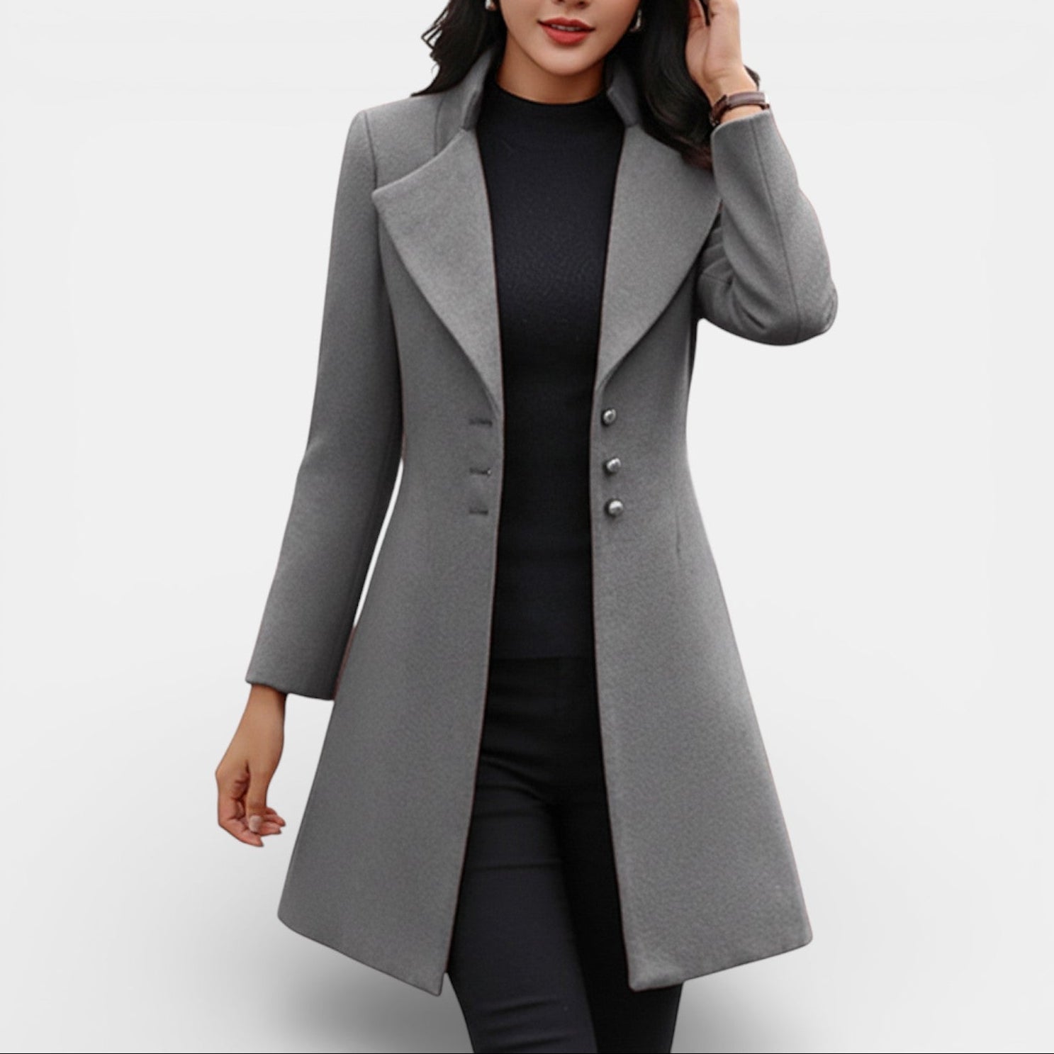 Women’s Tailored Longline Coat with Notch Lapels