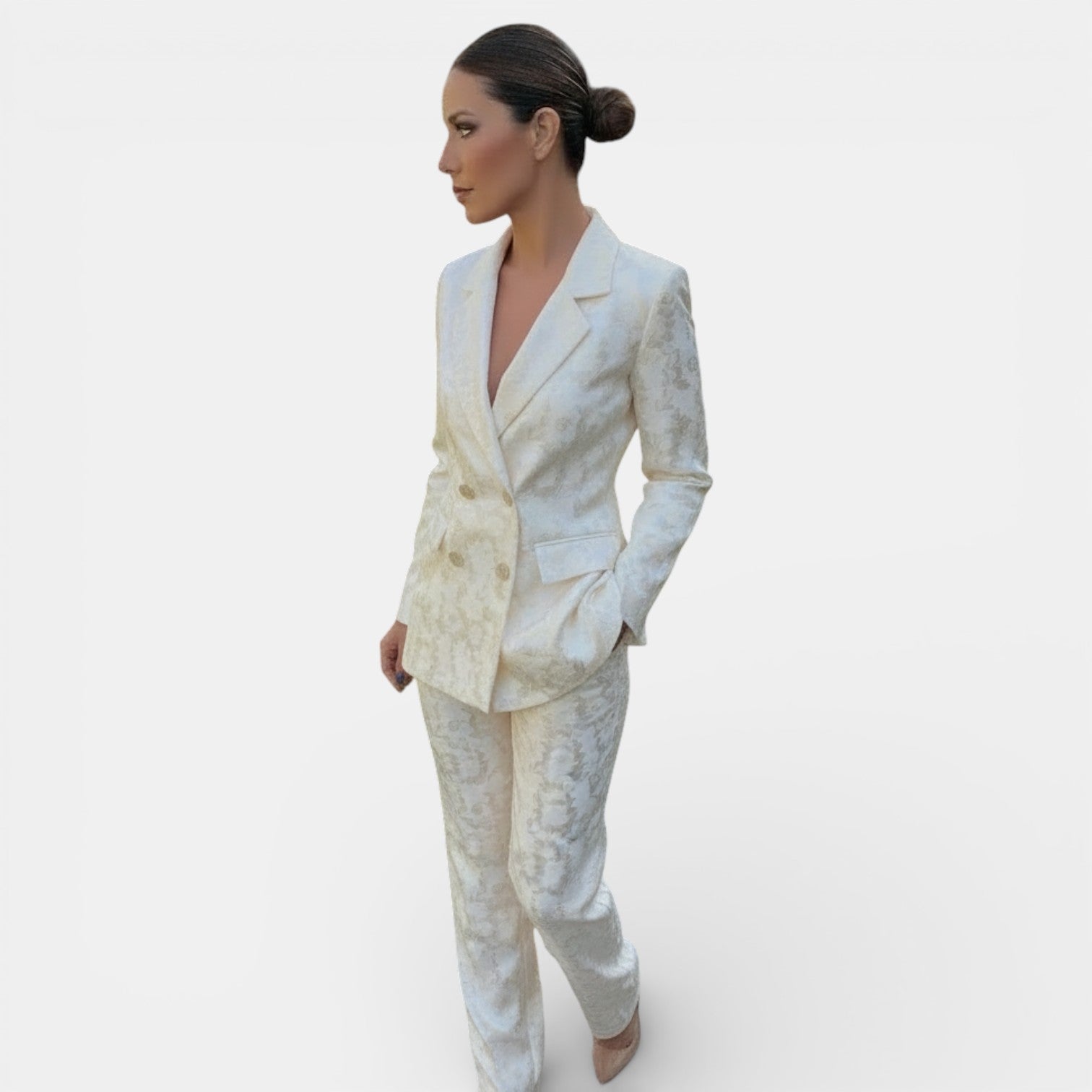 Women's Floral Jacquard Blazer & Trouser Suit