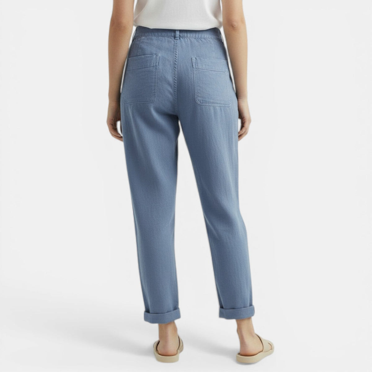 Women’s High-Waisted Relaxed Trousers with Patch Pockets