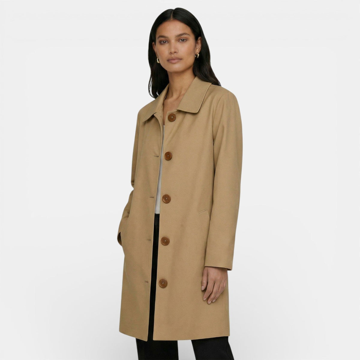 Manteau long pour femme à boutonnage simple