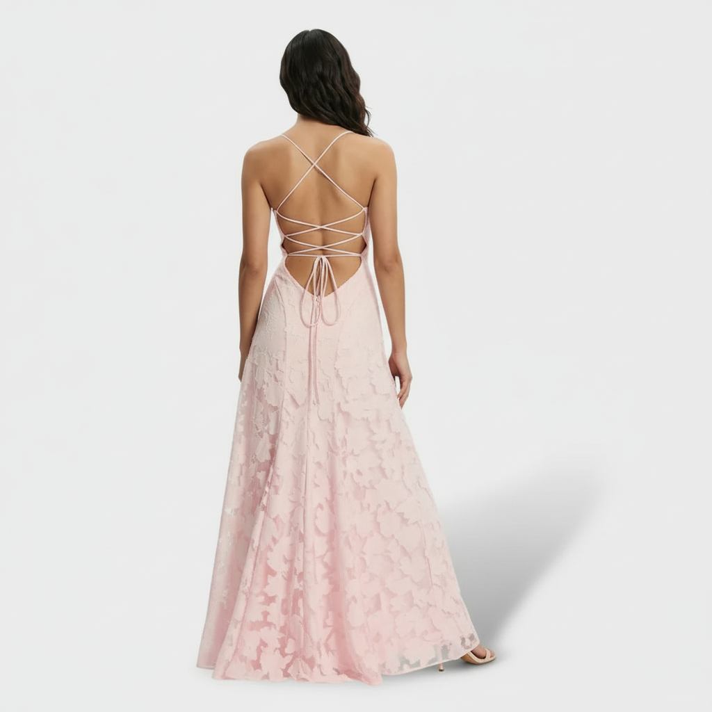 Women's Lace Open Back Maxi Dress