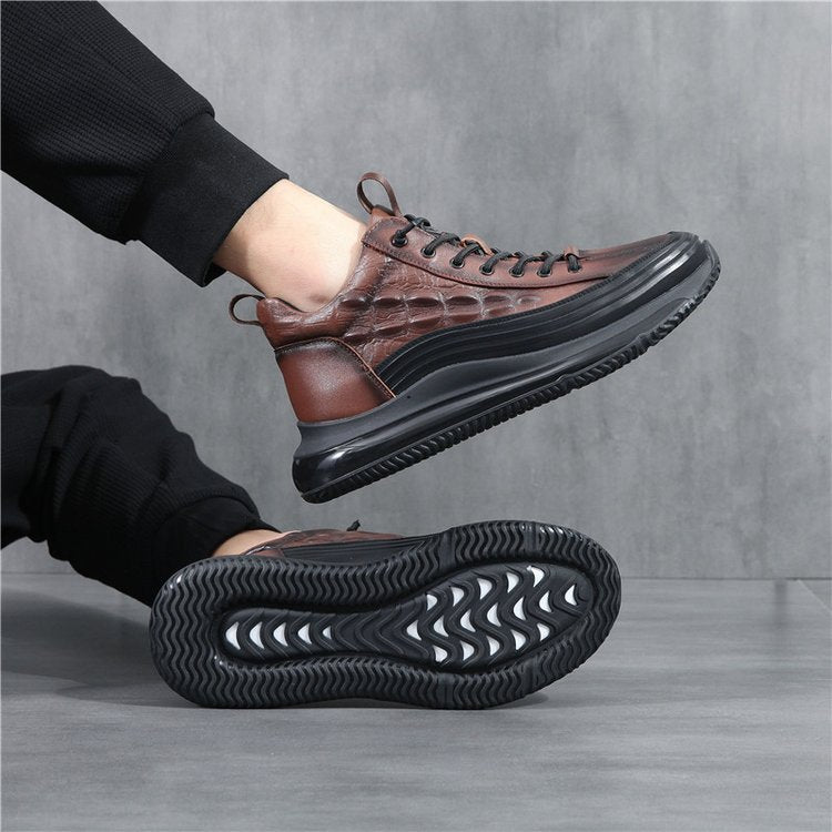 Men’s Leather Lace-Up Platform Trainers