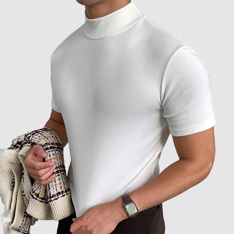 Mock Neck T-Shirt with Fitted Stretch