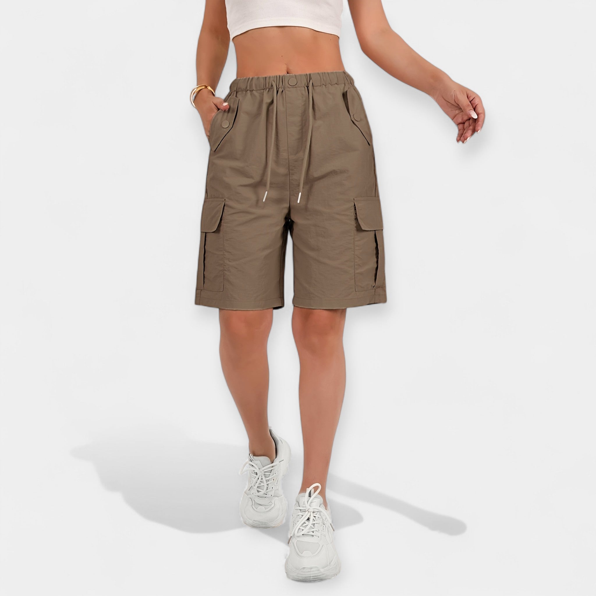 Relaxed Cargo Shorts with Drawstring Waist