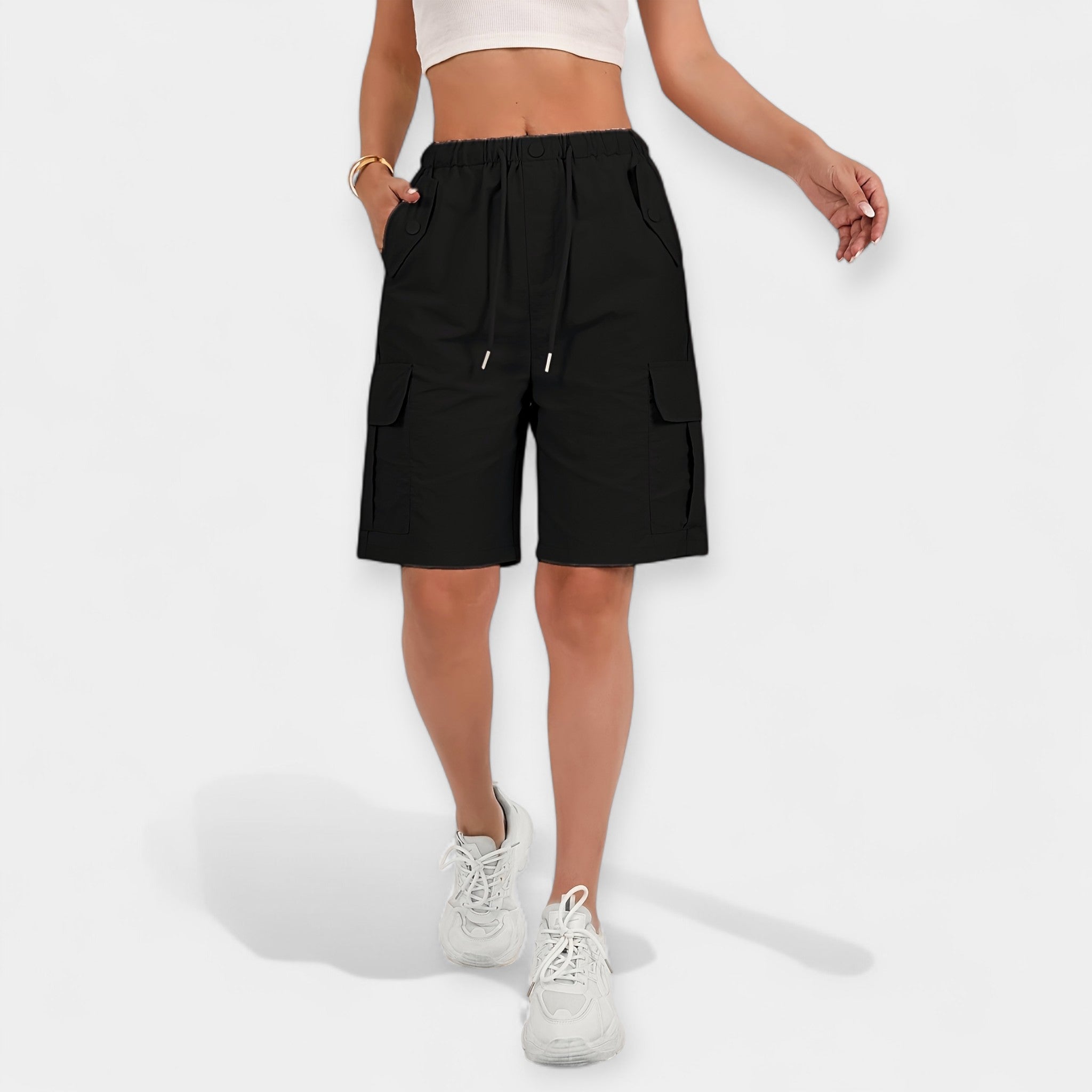 Relaxed Cargo Shorts with Drawstring Waist
