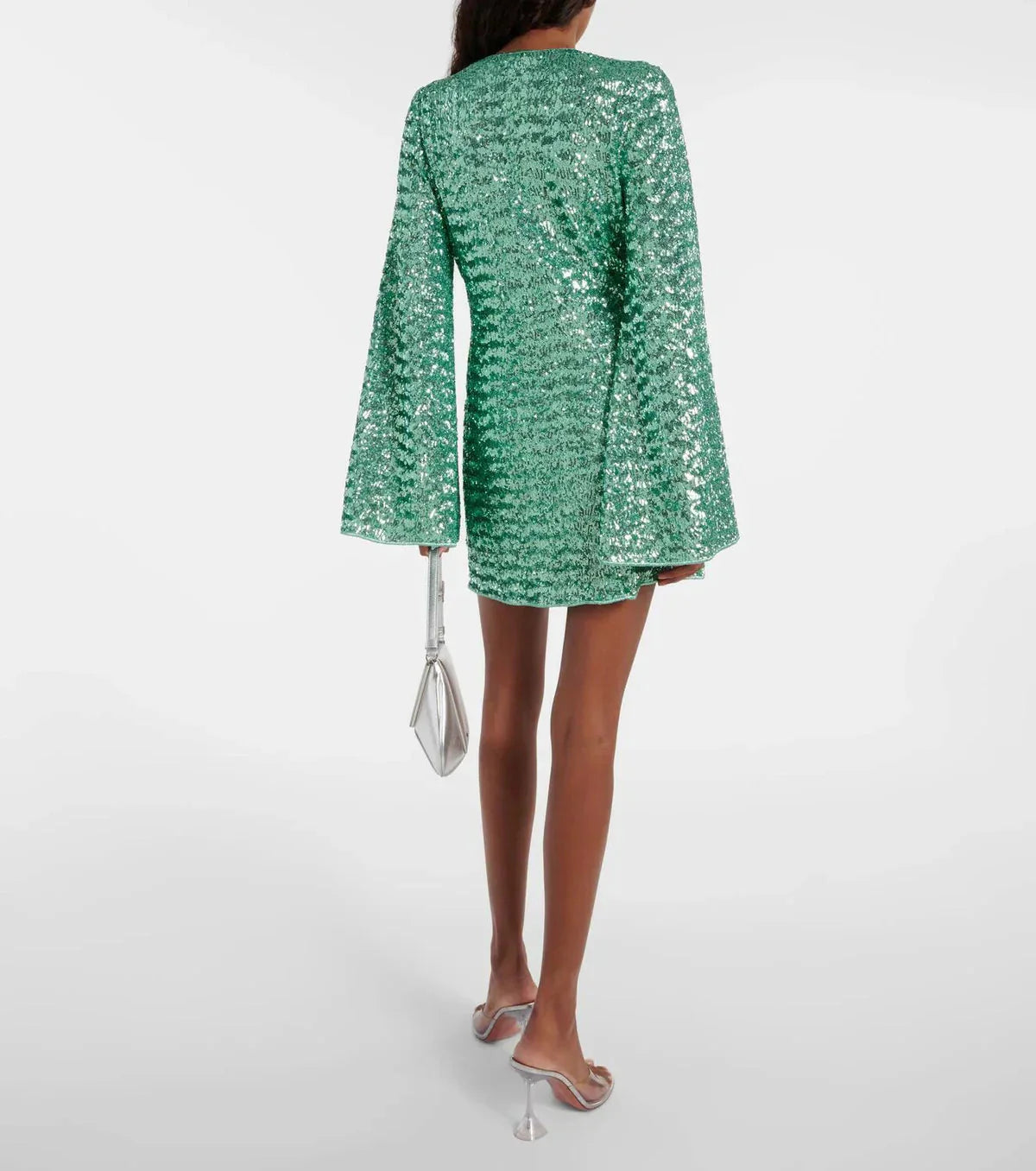 Women's Sequin Mini Dress with Bell Sleeves