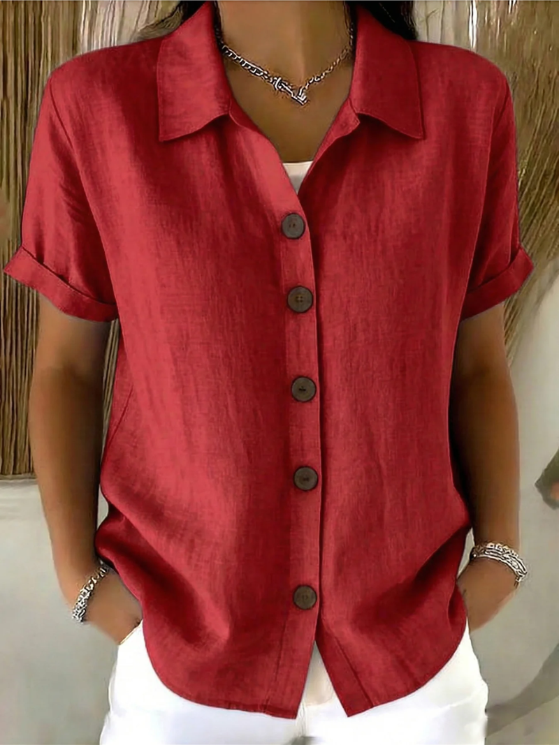 Women's Lightweight Button Front Collared Blouse