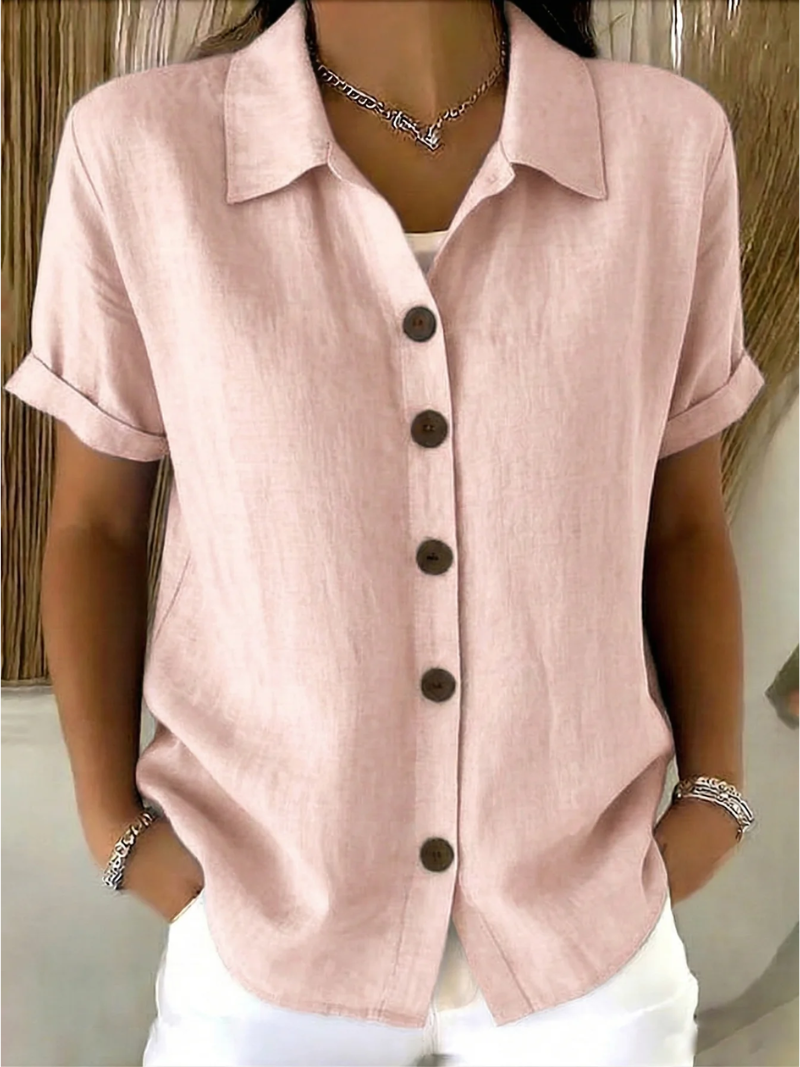 Women's Lightweight Button Front Collared Blouse