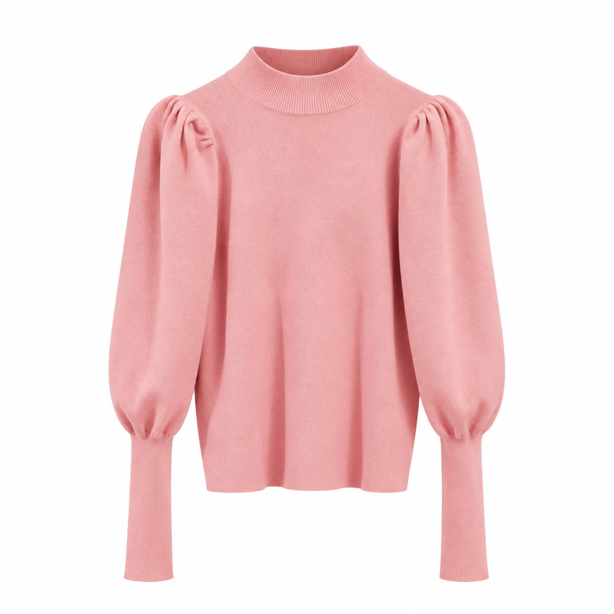 Women's High Neck Jumper with Puff Sleeves