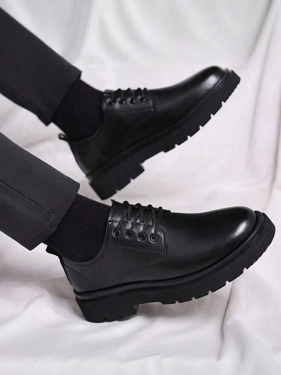 Derbies pour homme à semelle épaisse | Chaussures habillées en cuir à lacets