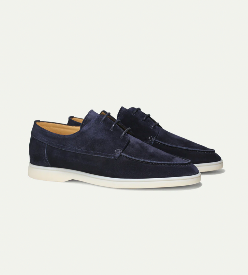 Men's Suede Moccasin Shoes with Lace-Up Front