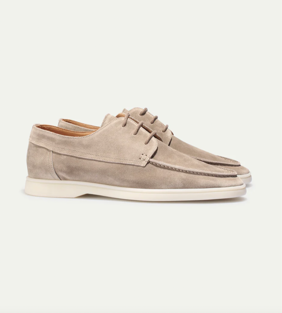 Men's Suede Moccasin Shoes with Lace-Up Front