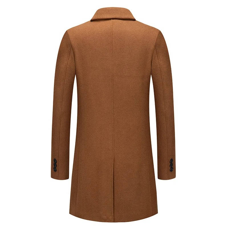 Men's Camel Wool Blend Overcoat | Single Breasted