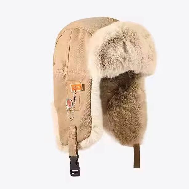 Czapka trapera z nausznikami | Zimowa czapka z podszewką ze sztucznego futra