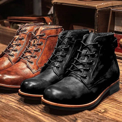 Men's Leather Ankle Boots | Lace-Up Work Boots
