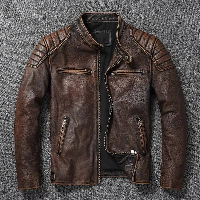 Men's Quilted Leather Motorcycle Jacket