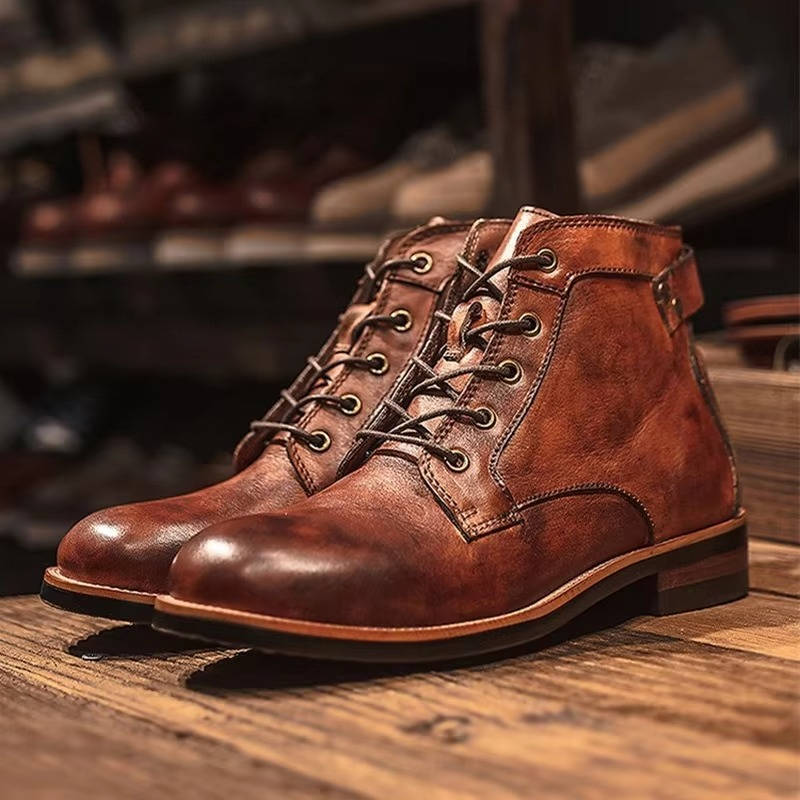 Men's Leather Ankle Boots | Lace-Up Work Boots
