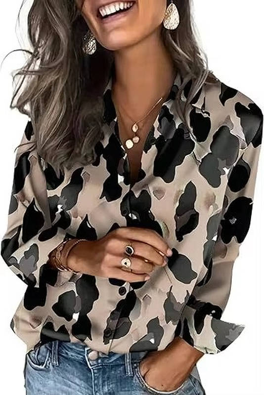 Women's Satin Button-Up Shirt | Long Sleeve Business Blouse