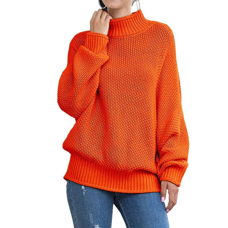 Pull à col roulé en grosse maille pour femme