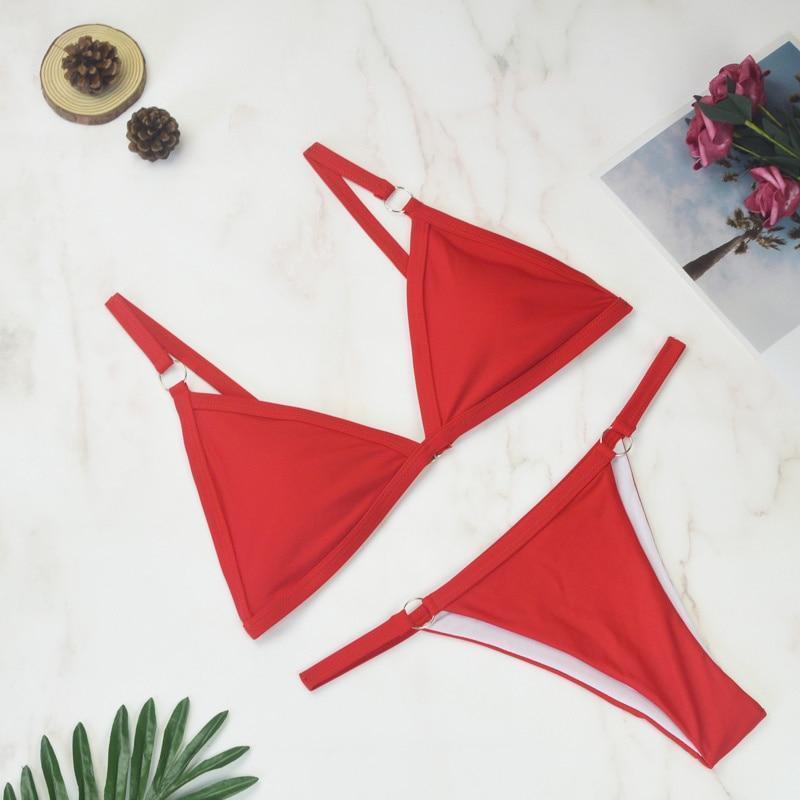 Triangle Bikini with Metal Ring Detail