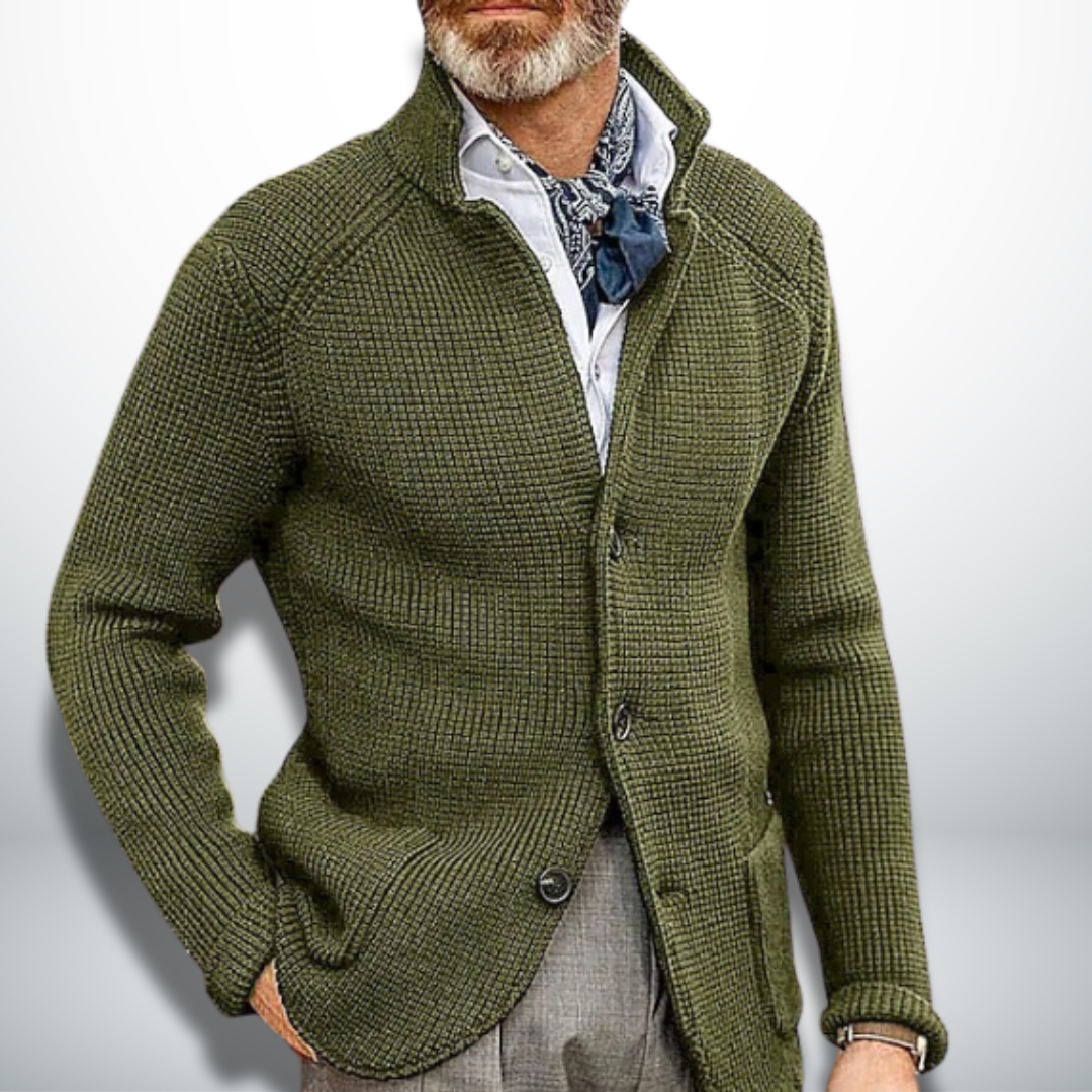Men's Knitted Stand-Collar Cardigan
