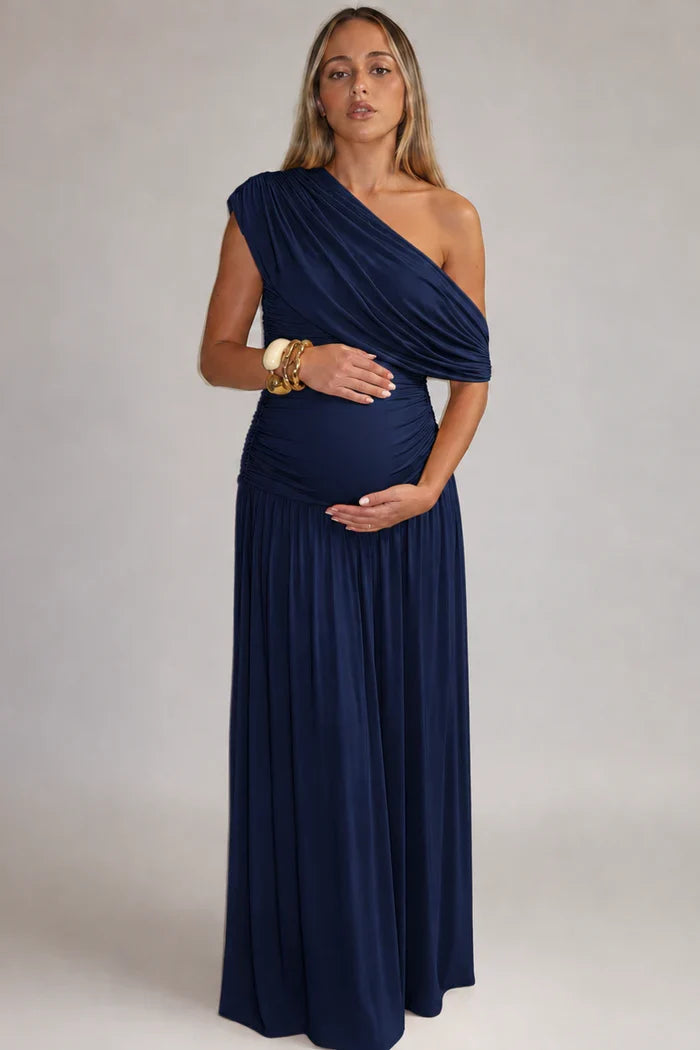 Women's One-Shoulder Maternity Maxi Dress
