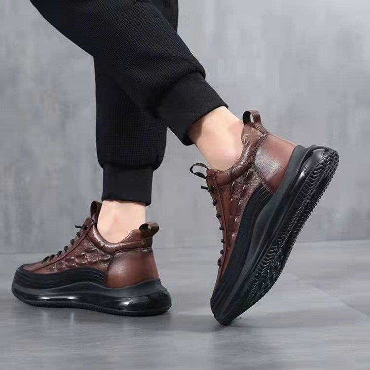 Men’s Leather Lace-Up Platform Trainers