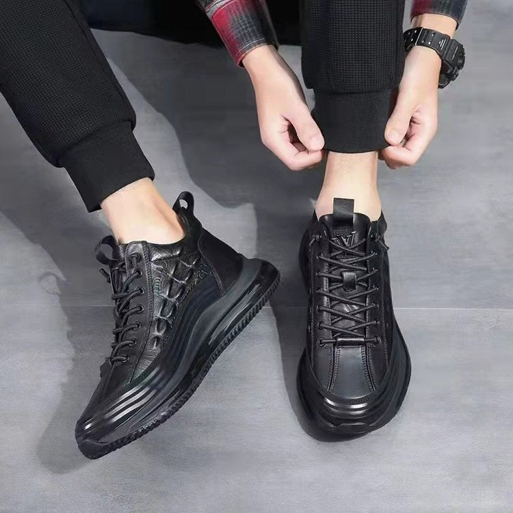 Men’s Leather Lace-Up Platform Trainers