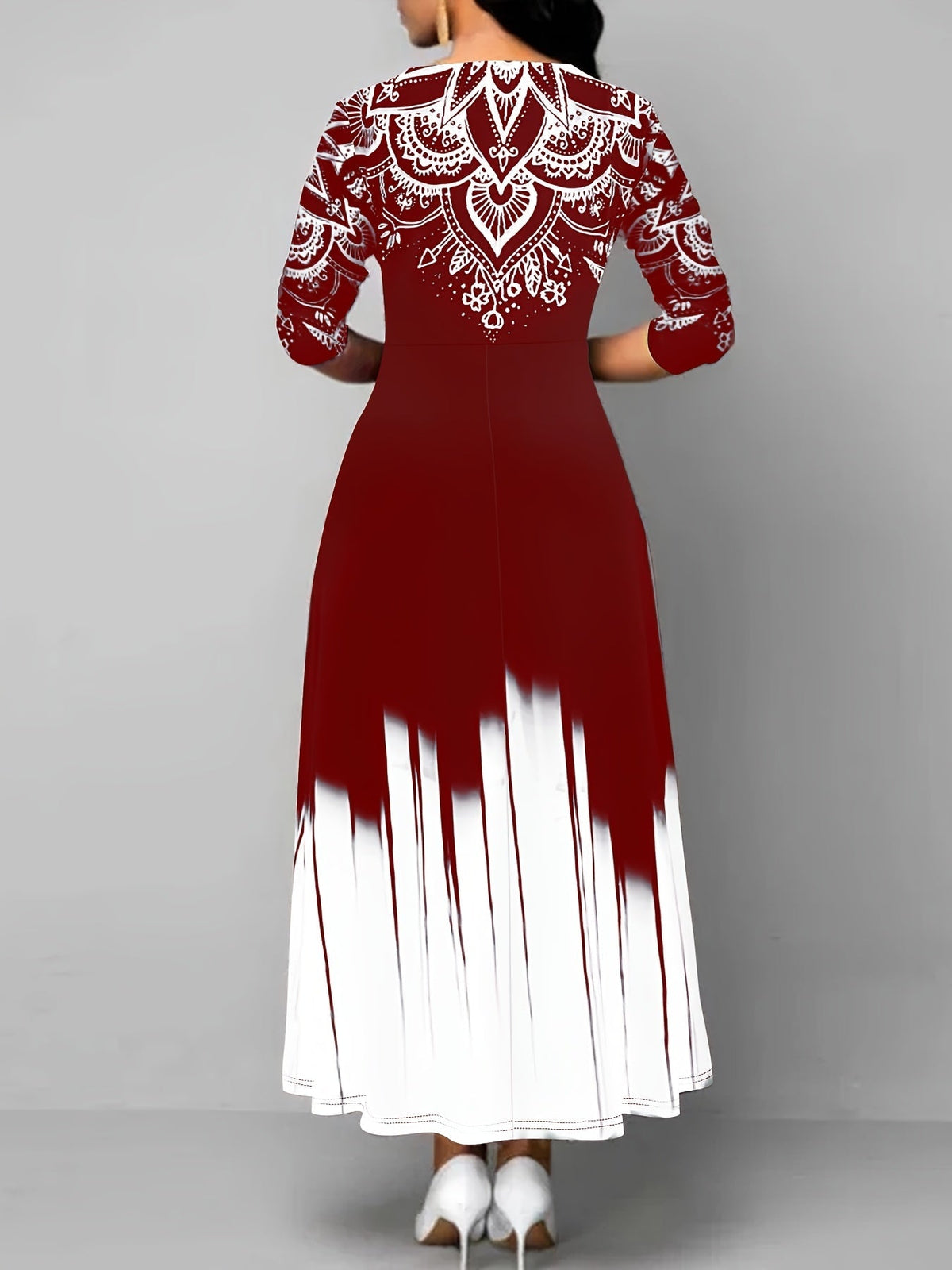 Robe midi de Noël pour femme à manches longues