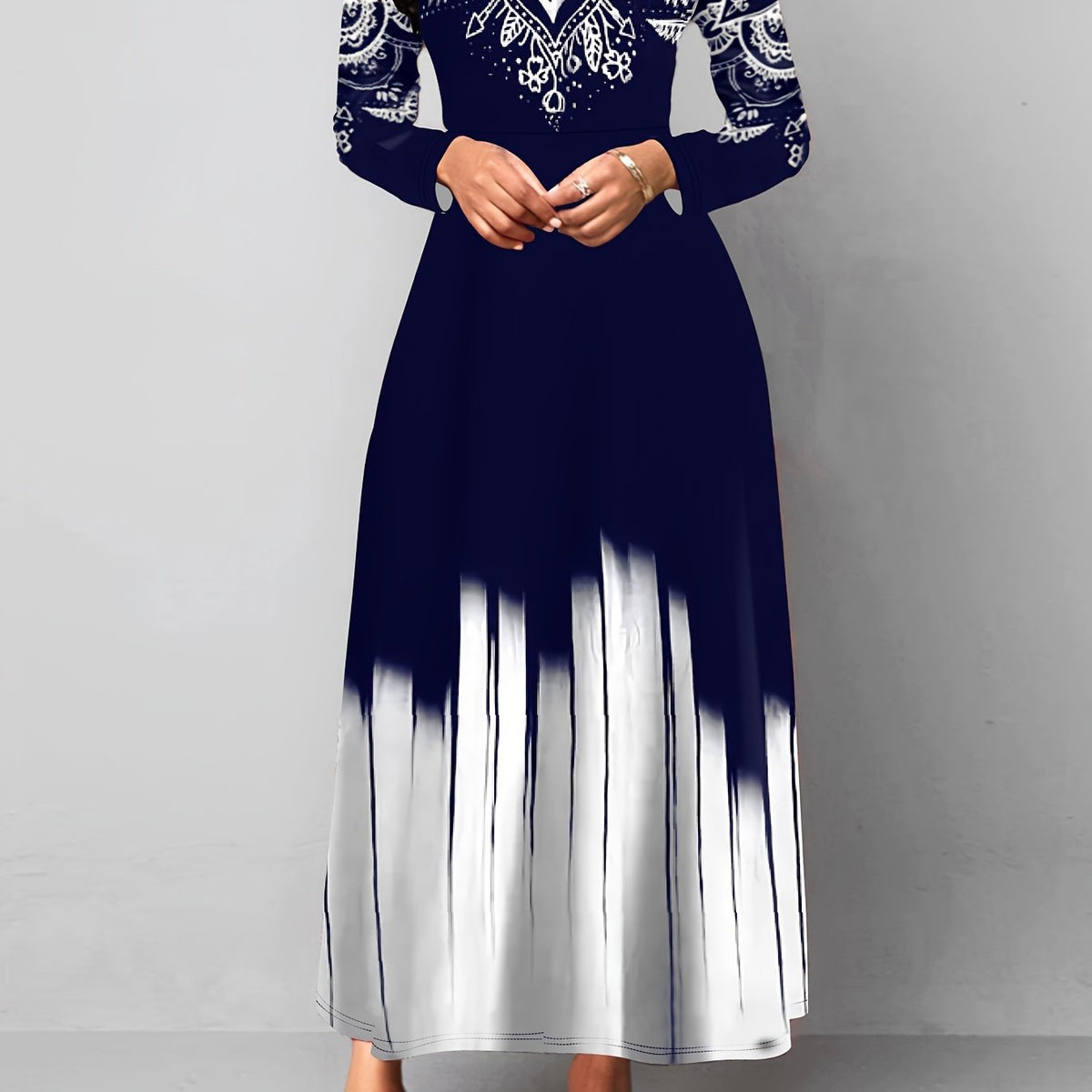 Robe midi de Noël pour femme à manches longues