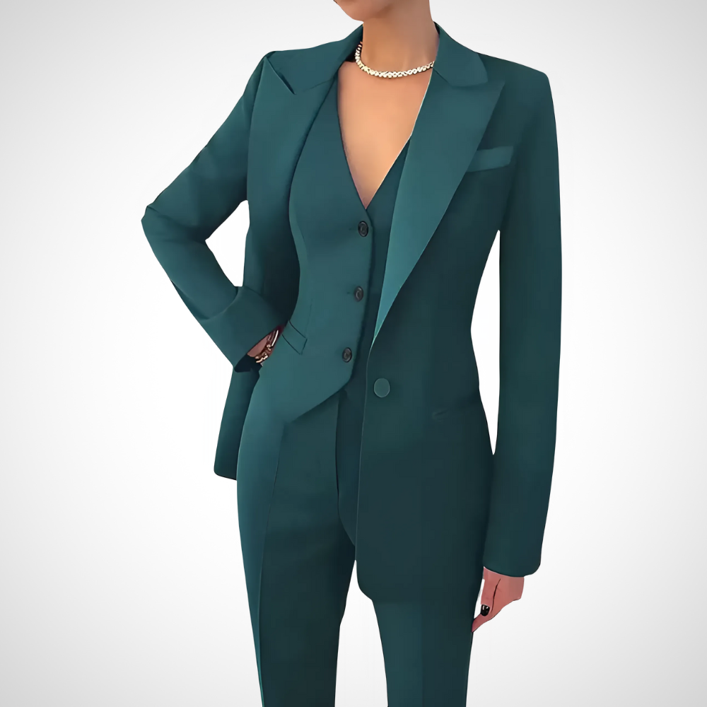 Three-Piece Blazer Suit Set with Notched Lapel