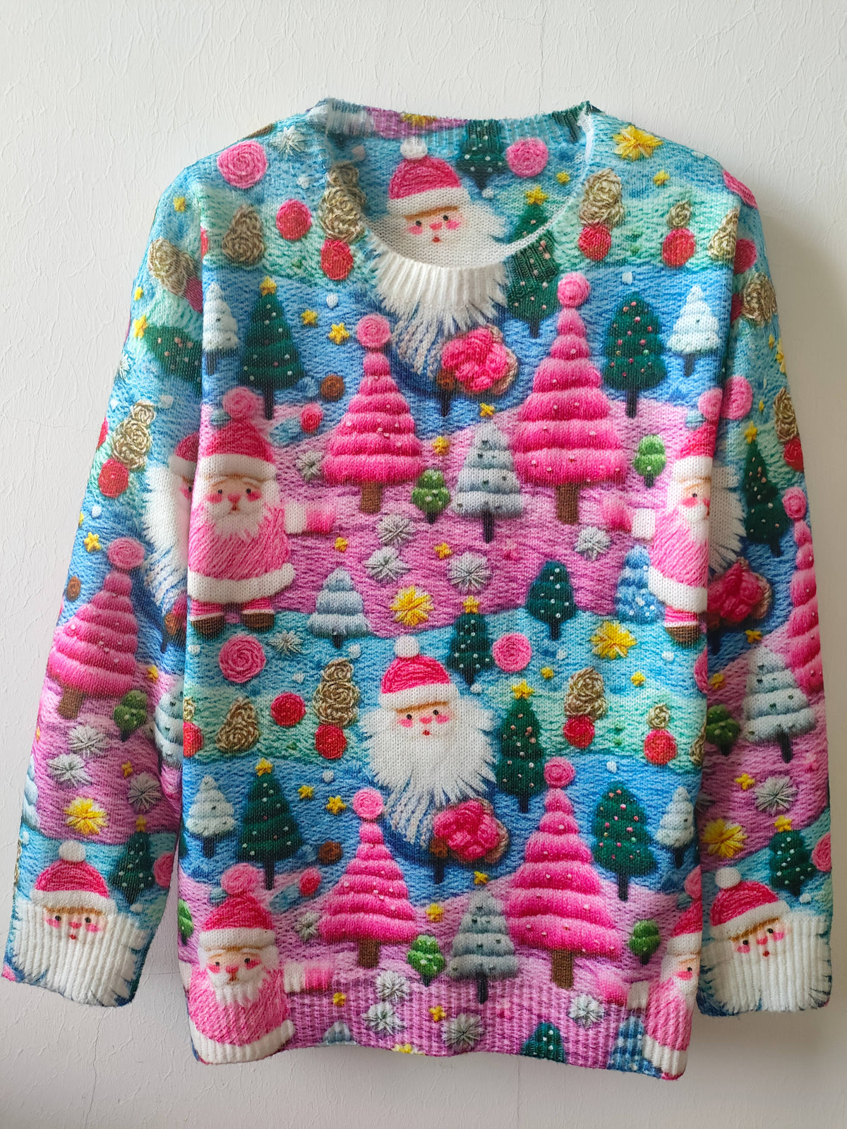 Pull de Noël oversize pour femme | Pull en maille imprimé Père Noël