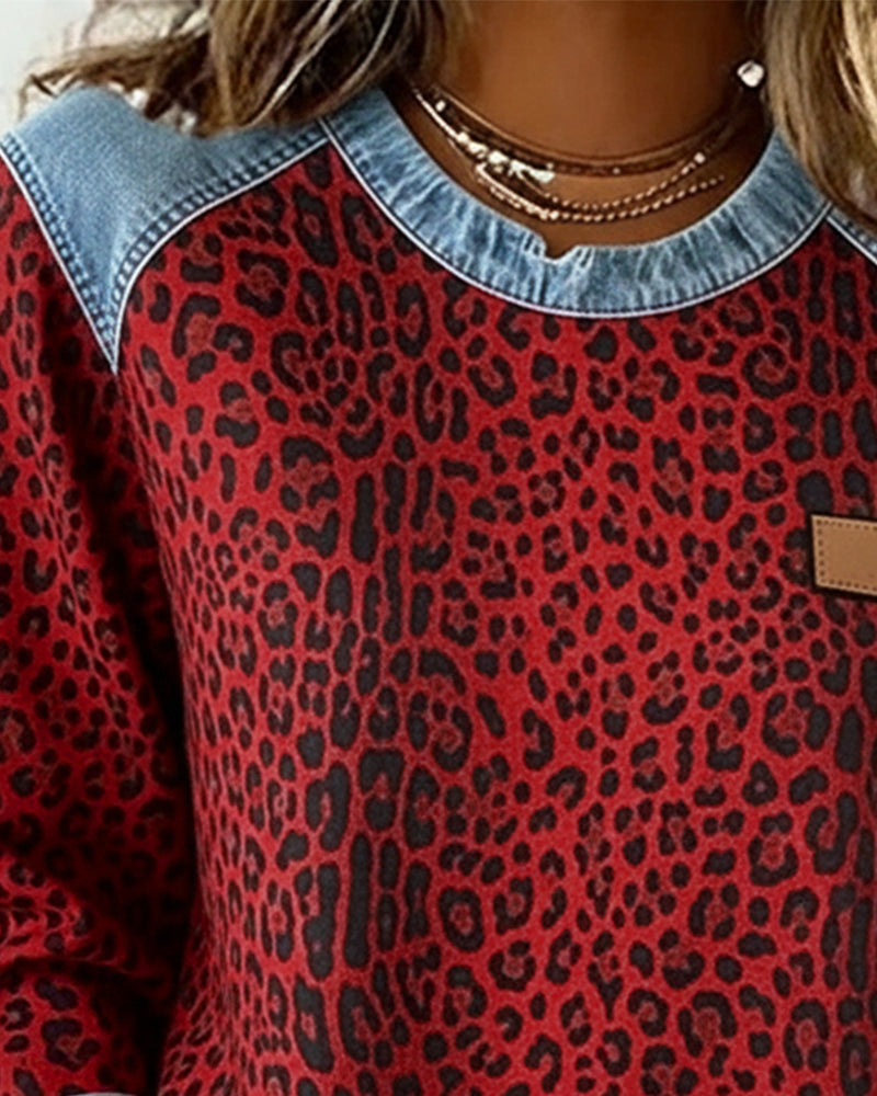 Women's Leopard Print Blouse | Relaxed Fit Long Sleeve Top