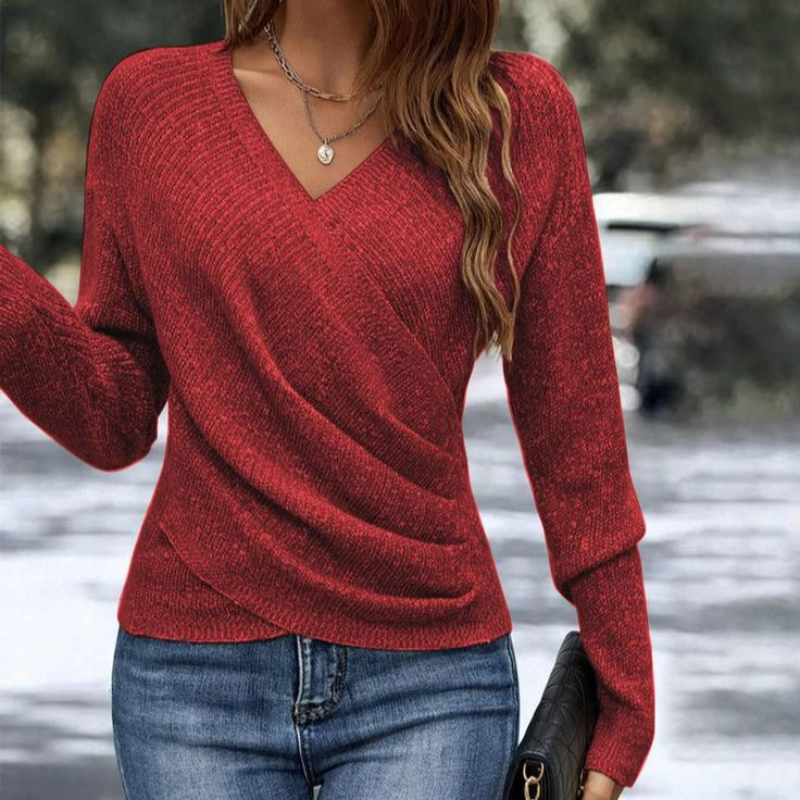 Damska elegancka bluzka | biurowy pulower z dekoltem w serek