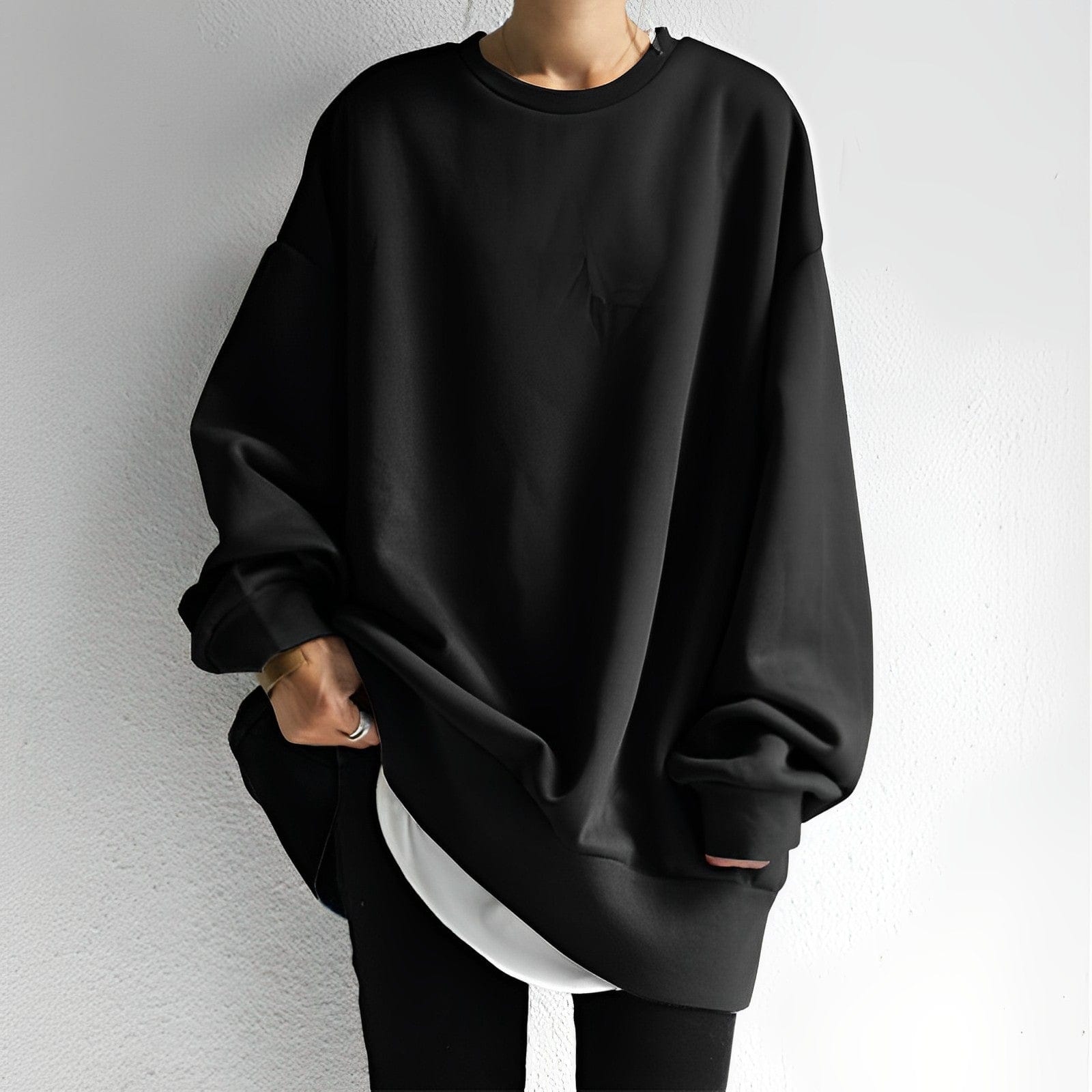 Sweat-shirt oversize à col rond pour femmes