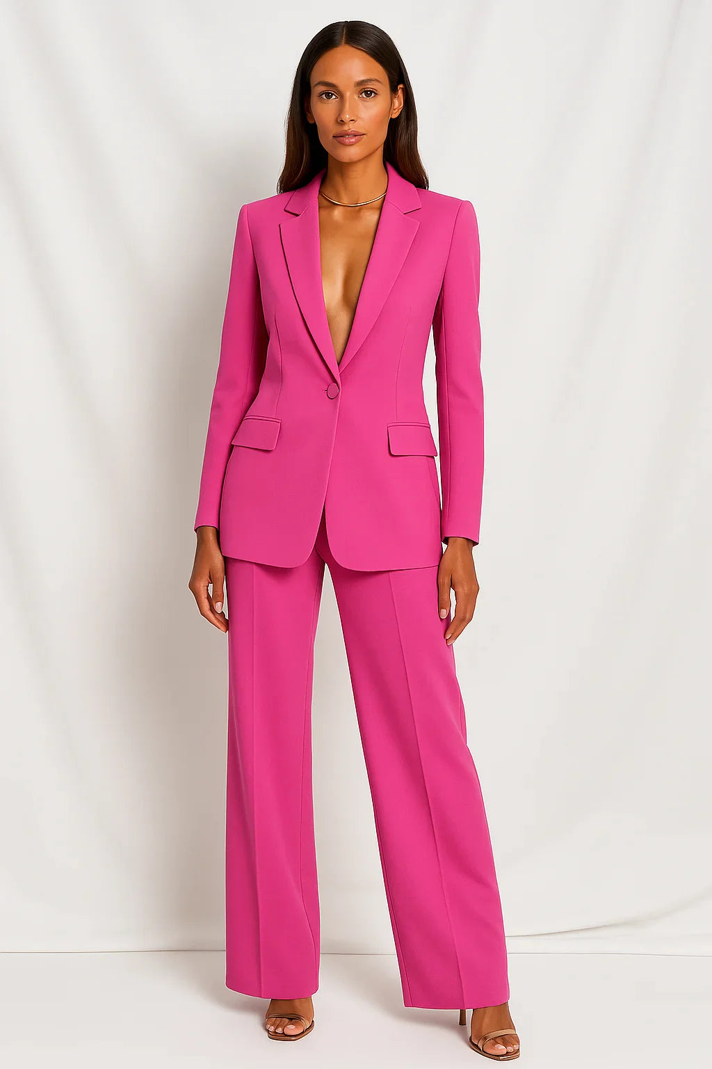Tailored Blazer and Wide-Leg Trouser Suit Set