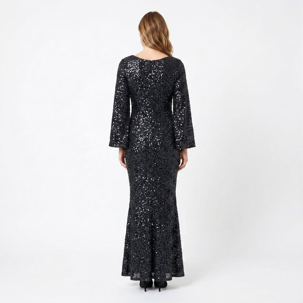 Women's Sequin Maxi Dress | Long Sleeve Party Gown