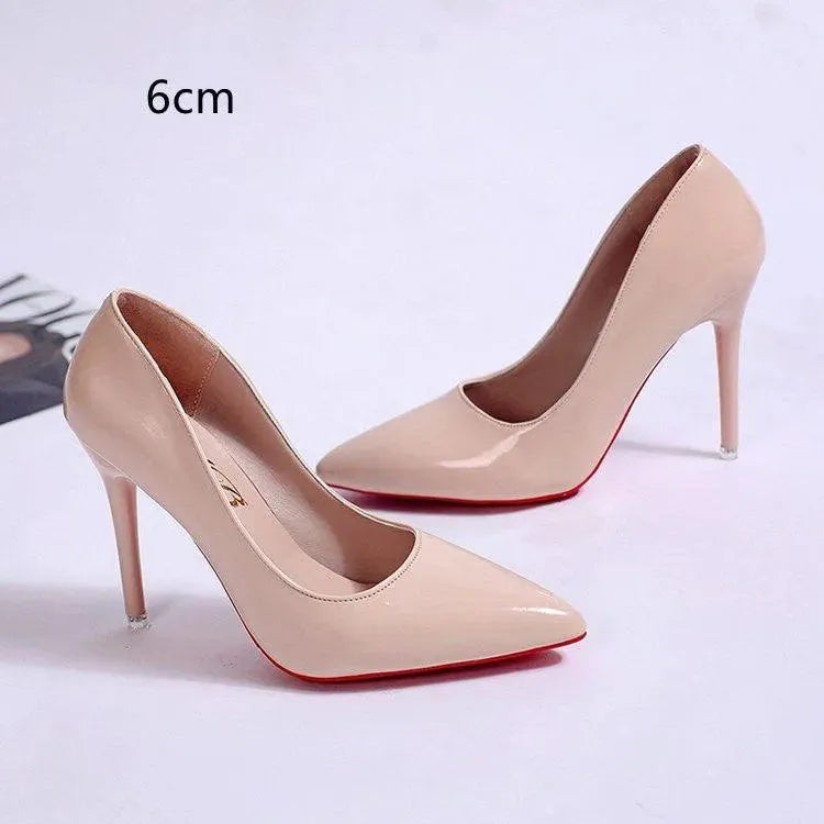 Patent Leather Stiletto Pumps with Pointed Toe