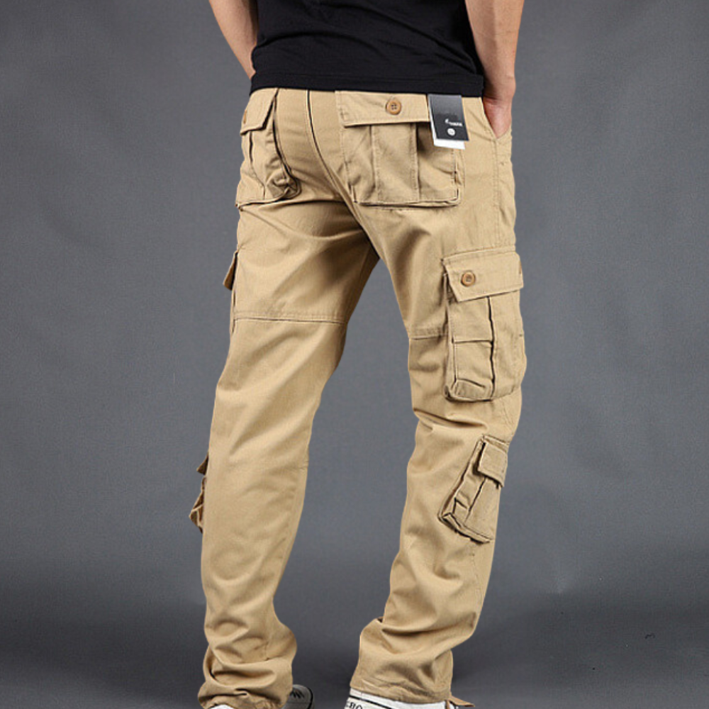 Pantalon cargo en coton pour homme | Pantalon décontracté à poches multiples