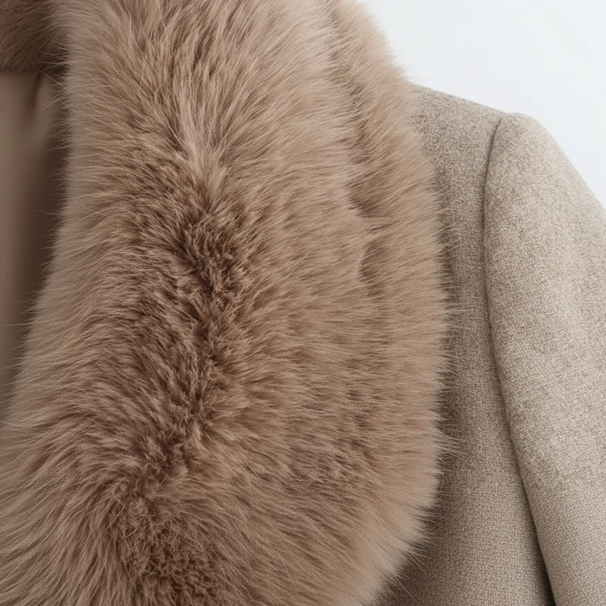 Women's Faux Fur Collar Belted Long Coat