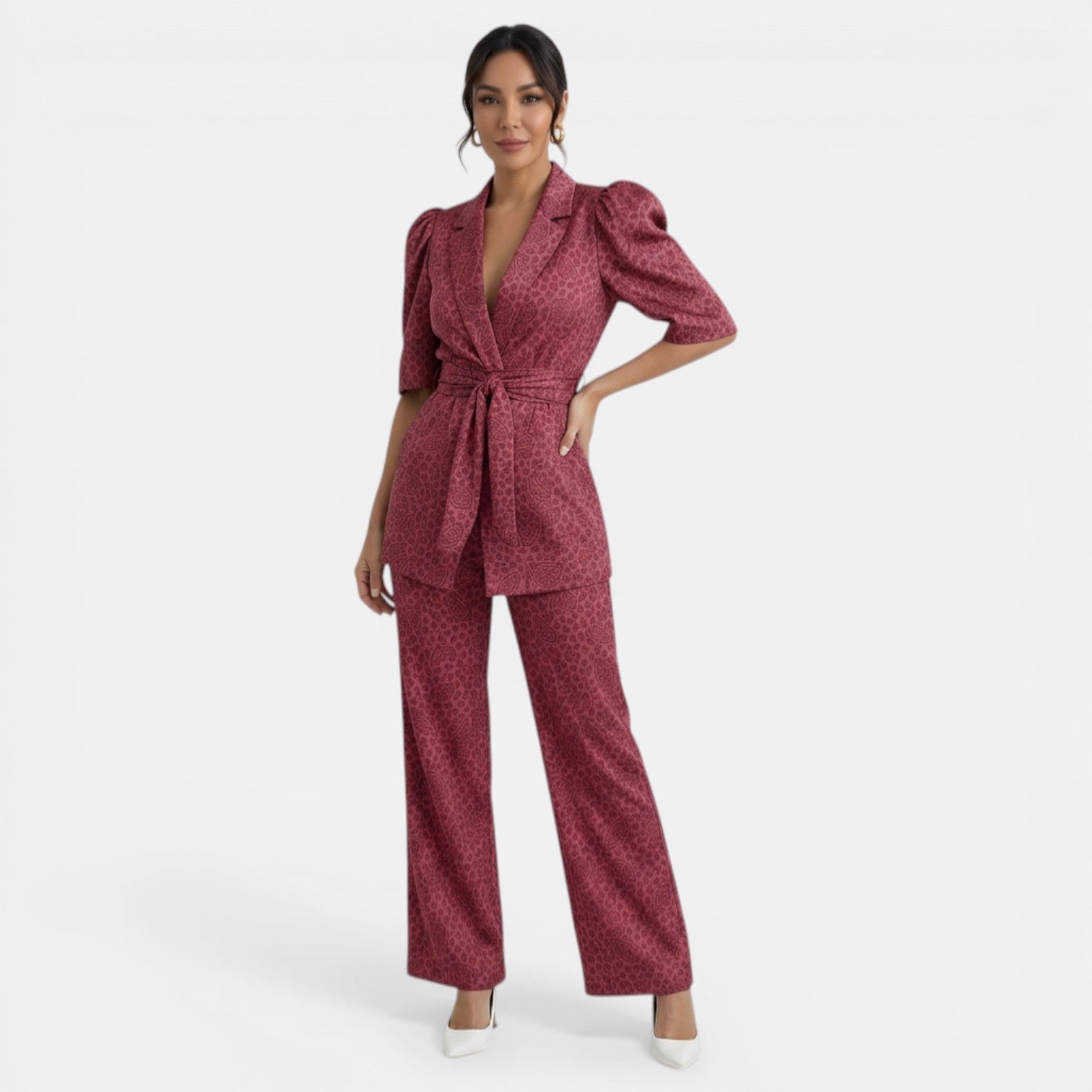 Women's Printed Blazer & Wide Leg Trouser Co-ord