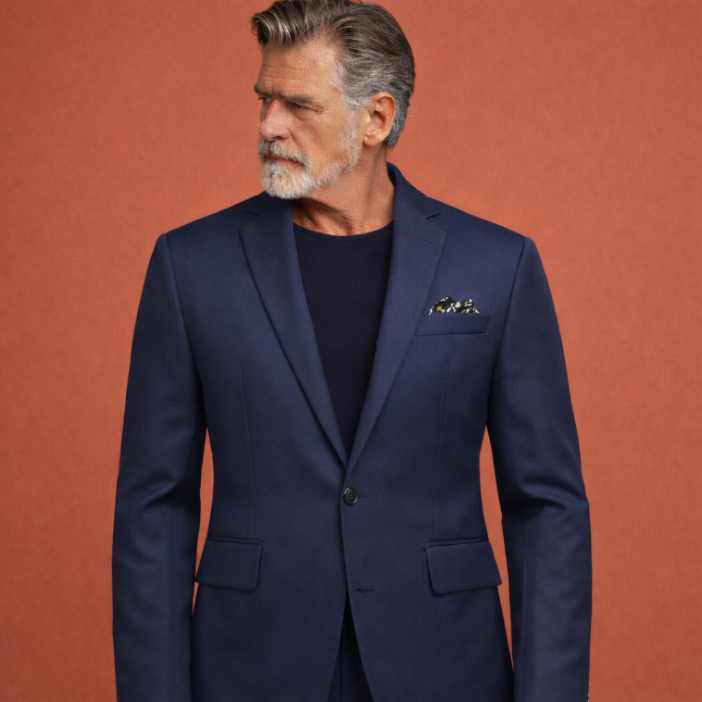 Men's Casual Blazer with Notch Lapel and Flap Pockets