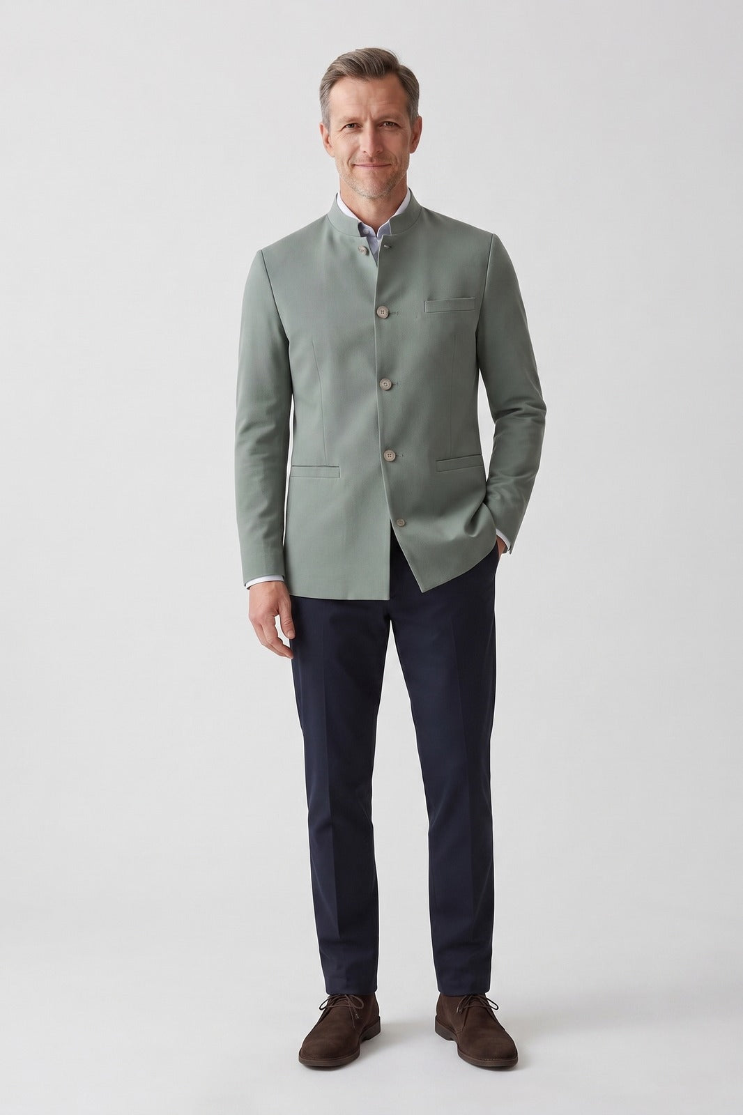 Gilet pour homme | Blazer ajusté à col Nehru
