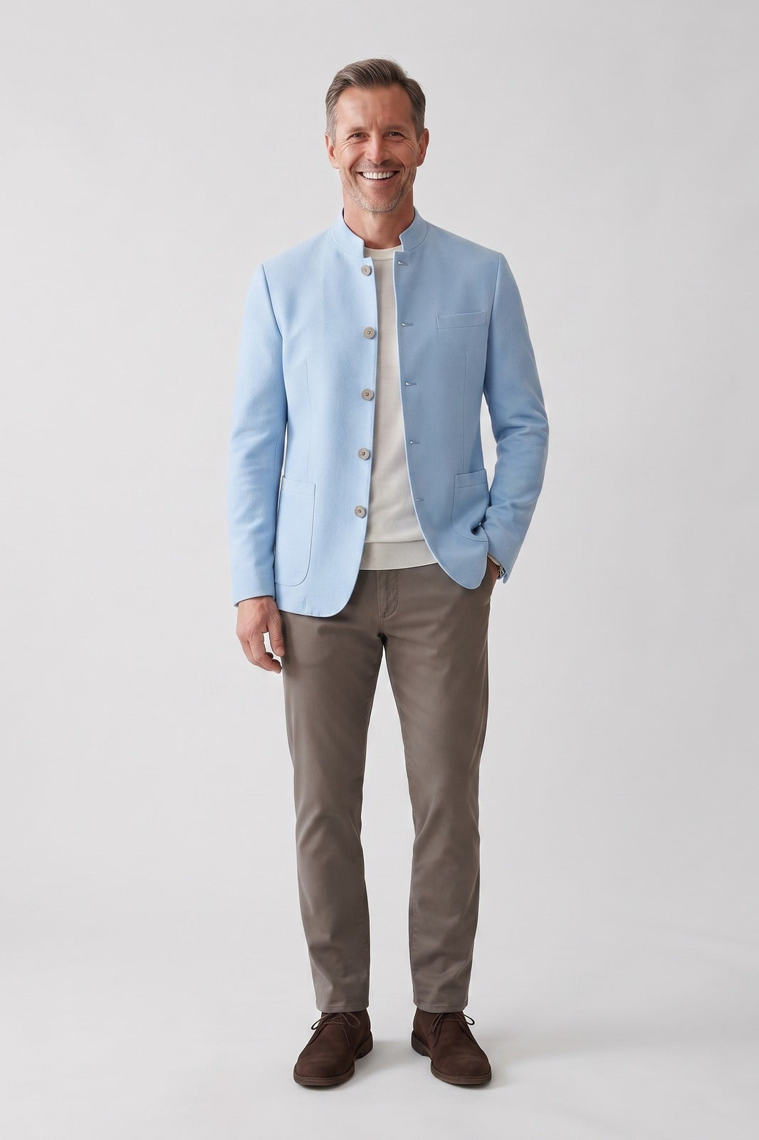 Gilet pour homme | Blazer ajusté à col Nehru
