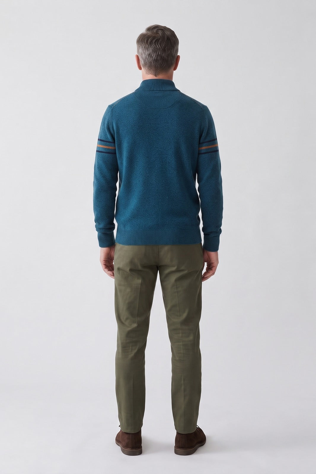 Men's Quarter-Zip Sweater | Striped Collared Knit