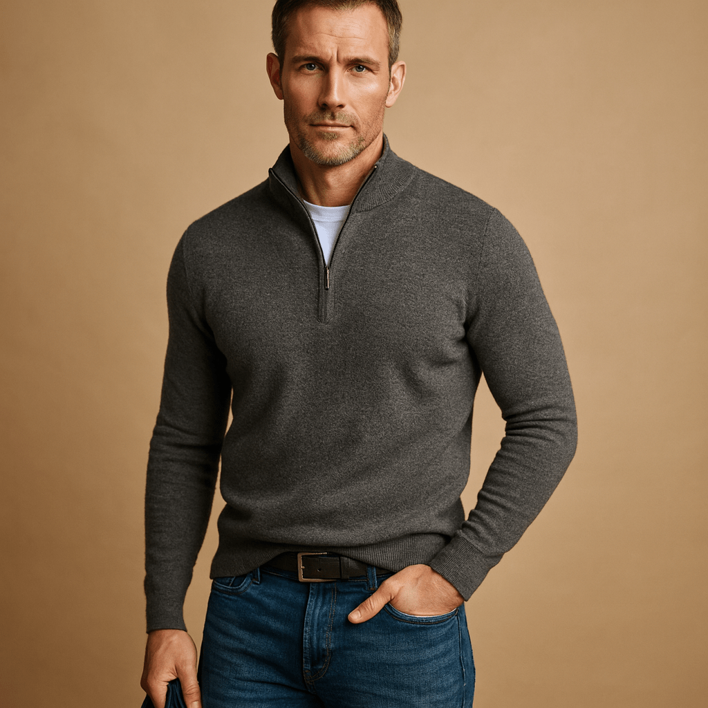 Pull en maille pour homme à demi-zip