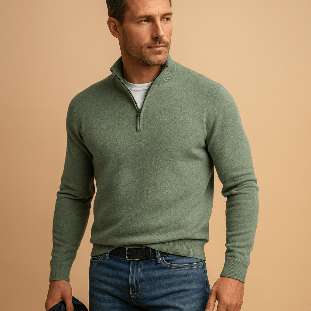 Pull en maille pour homme à demi-zip