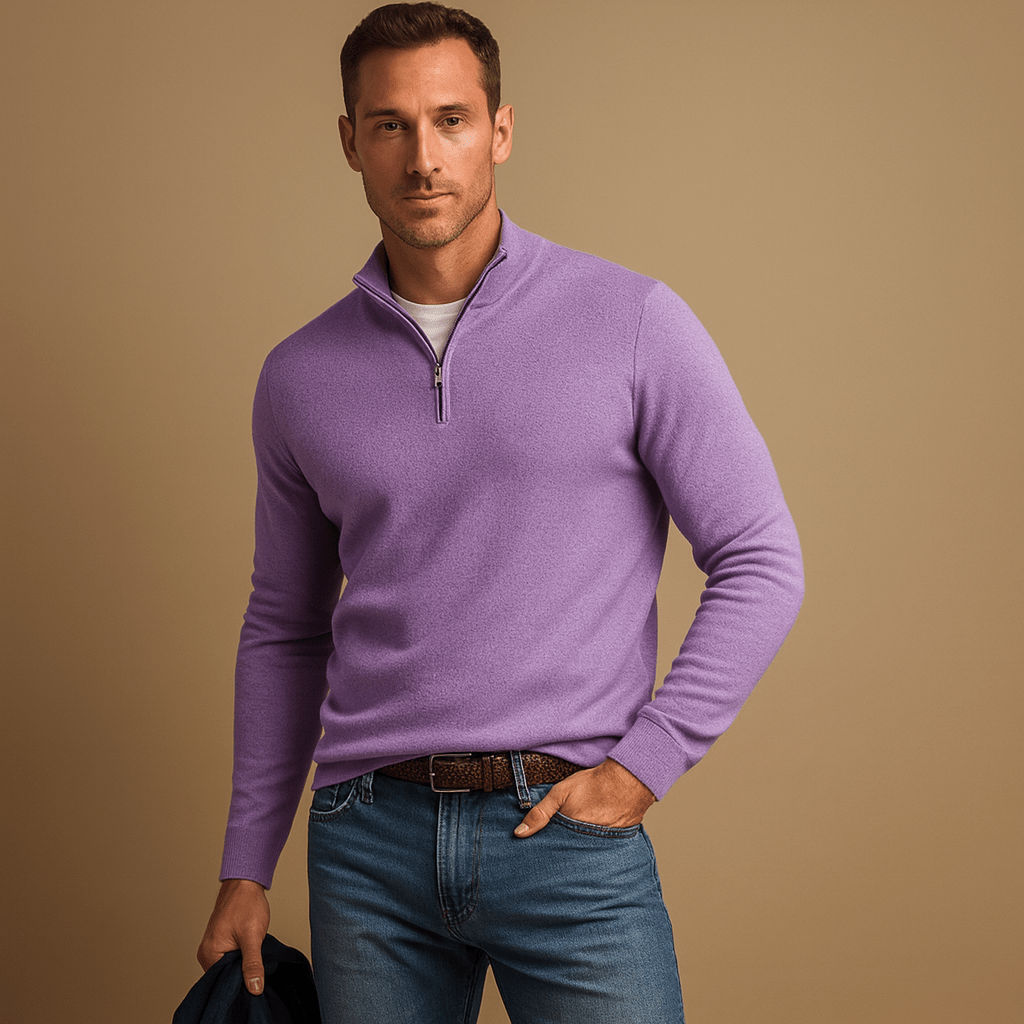 Pull en maille pour homme à demi-zip