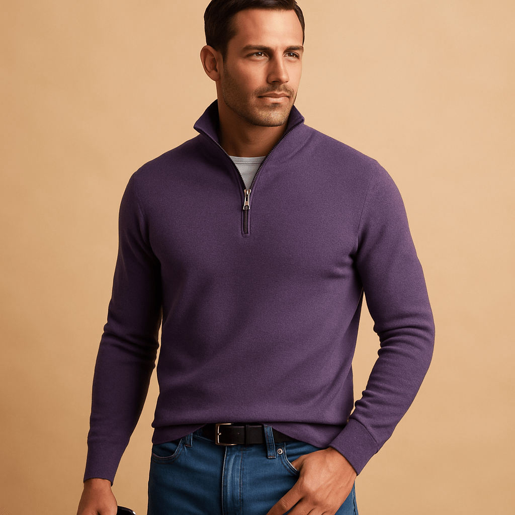 Pull en maille pour homme à demi-zip