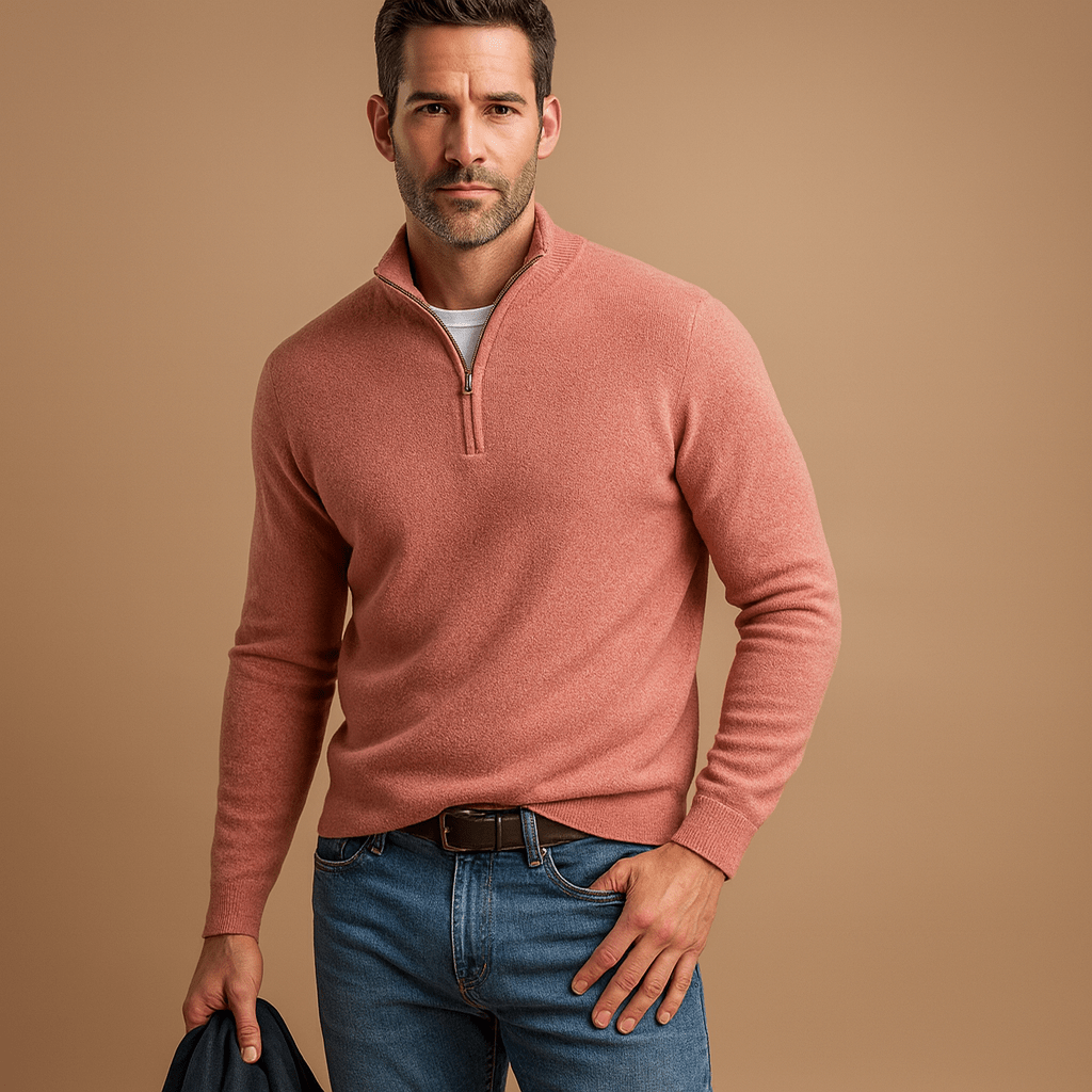 Pull en maille pour homme à demi-zip